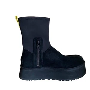 UGG Classic Dipper Boot Woman 10 Black Platform Side Zip Neoprene Shaft - Picture 1 of 11