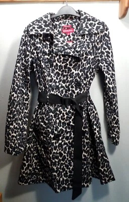 Merona Women's Size S Black Leopard Print Water Repellent Trench Coat Raincoat - Image 1 of 4