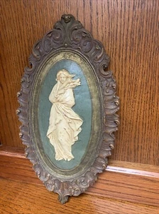 Syroco Wall Plaque White Lady Standing Vintage  MCM, GRANNYCORE,  - Picture 1 of 5