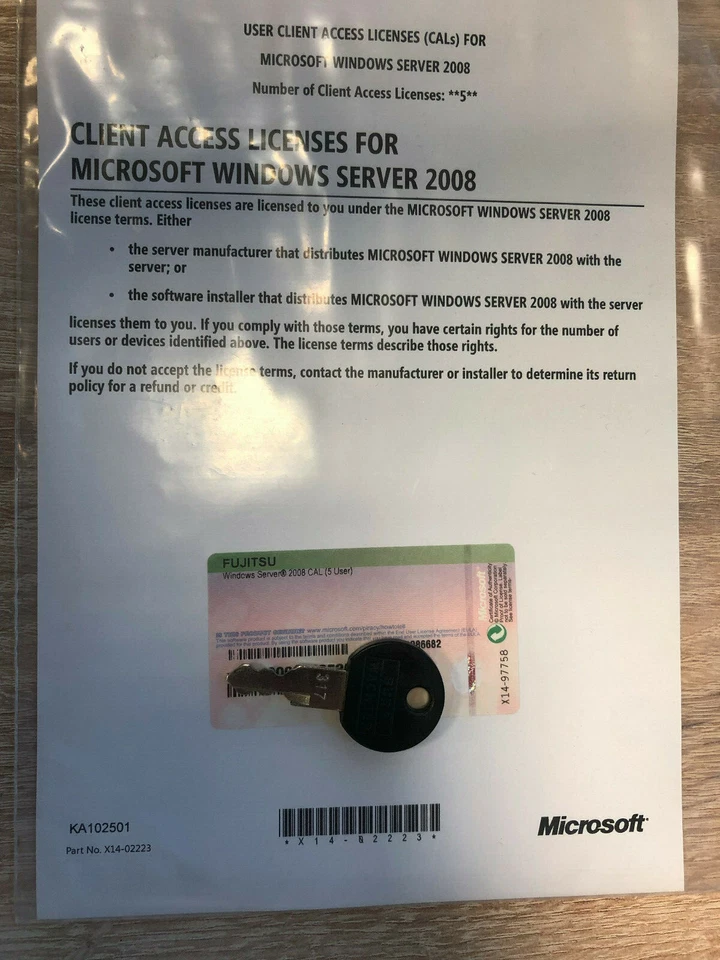 Microsoft Windows Server Standard 2008/R2 5-User CAL Lizenz - Fujitsu ROK - Bild 1 von 1