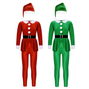 Kids Girls Costume Festival Jumpsuit Belt Unitard Cosplay Hats Nightwear Outfits - Picture 1 of 28