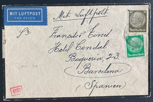 1941 Germany Mourning Censored Cover To Barcelona Spain - Picture 1 of 2