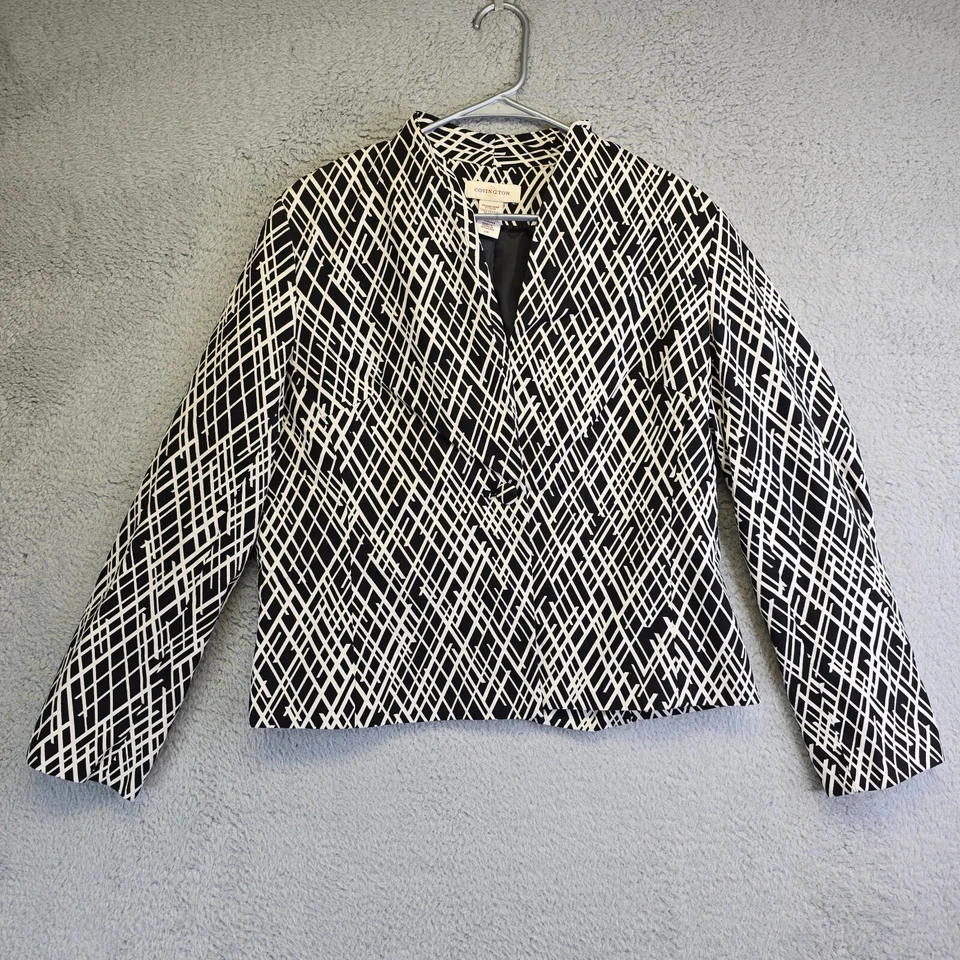 Blazer Covington Feminino Grande Preto Bege Escuro Academia Negócios Carreira Escritório - Imagem 1 de 4