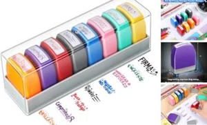 8 Pcs Teacher Stamps for Classroom Self Inking Grading Stamps Gifts Spanish - Picture 1 of 8