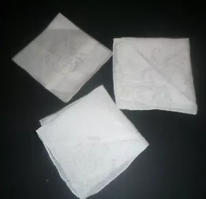 Vintage Set 3 White Madeira Embroidered Monogram “ G ” Wedding Handkerchiefs - Picture 1 of 8