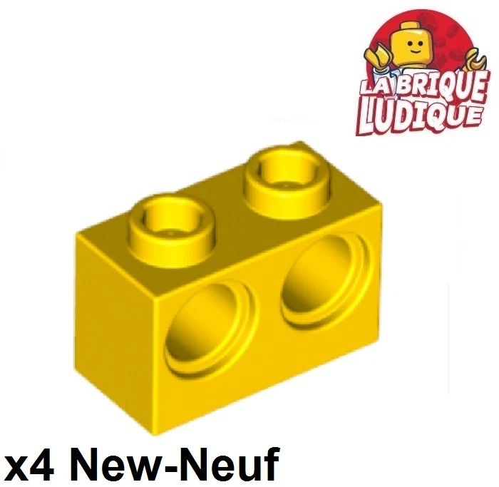 Lego Technic 4x Brique Brick 1x2 holes 2 trou jaune/yellow 32000 NEUF - Photo 1/1