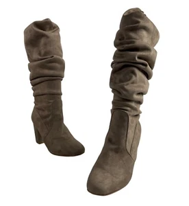 Chinese Laundry Women's Khaki Suede Knee High Slouchy Heeled Boots Sz 10 - NWOB - Picture 1 of 14