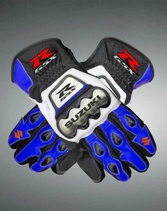 SUZUKI GSXR LEATHER MOTORCYCLE RACING GLOVES | ALL SIZES | SUZUKI SAFETY GLOVES - Picture 1 of 5