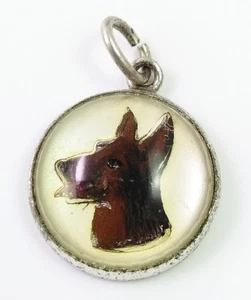 Dije de burbuja pintado al revés vintage de plata esterlina para perro pastor alemán K9 FZZ - Imagen 1 de 3