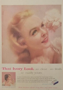 1957 Marfil Jabón Rosa Vintage Estampado Anuncio Mujer Flor Flota Suave Transparente Fresco - Imagen 1 de 2