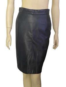 Vintage Athentic Frontline Leather Black Skirt Size 10 Made In Australia - Picture 1 of 12