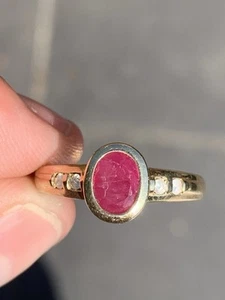 9ct gold diamond ruby ring, 9k 375 - Picture 1 of 7