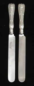 TIFFANY & CO WAVE EDGE (2) STERLING SILVER 10.5" DINNER KNIVES MONO B - Picture 1 of 4