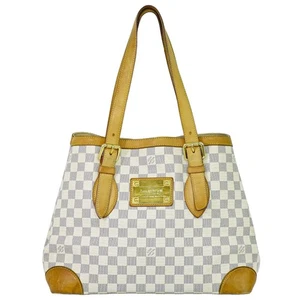 Louis Vuitton Hampstead MM N51206 Damier Azur Canvas Tote Handbag White - Picture 1 of 21