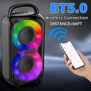 Altoparlante Bluetooth portatile doppio 3" sub woofer sistema audio basso pesante festa TWS - Foto 1 di 15