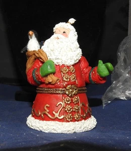 1998 Silvestri Santa & Penguin Hinged Trinket Box, New in Box - Picture 1 of 8