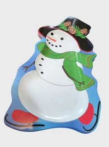 5 Stück Nachlass Kunststoff Schneemann Leckerbissen Tabletts Teller Weihnachten Servieren 12" lang - Bild 1 von 3