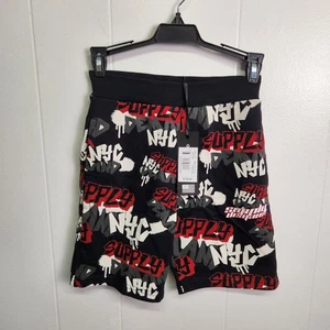 Supply & Demand Graffiti Shorts Youth Small Black Red NYC Urban Streetwear New - Picture 1 of 11