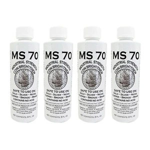(4) MS70 Strength Coin Brightener Solution Gold Silver Copper Brass Nickel 8 Oz - Picture 1 of 2