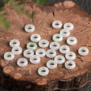 10/20/50Pcs 9mm Natural Side Hole Jade Ring Spacer Bead Emerald Jade DIY Beads - Picture 1 of 3