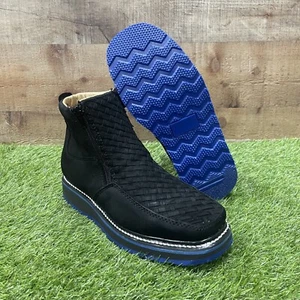 STIVALI DA COWBOY UOMO CASUAL WESTER VERA PELLE CERNIERA NERI CON SUOLA BLU PETAT - Foto 1 di 6