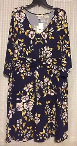 Como Blu Woman's Navy Dress with Floral Print, Size 1X, NWT - Picture 1 of 4