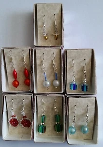 A present a day for a week 7 pairs of pierced ear earrings, handmade & giftboxed - Picture 1 of 9