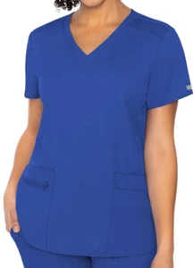 Med Couture Damen Peeling Top blau V-Ausschnitt Stretch 4 Taschen Größe Small - Bild 1 von 10