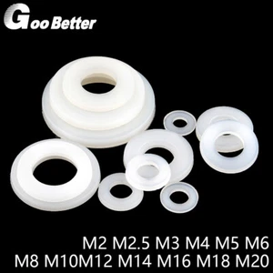 M2-M20 Nylon White Washers Plastic Metric Form Penny Washers For Bolts & Screws - Picture 1 of 10