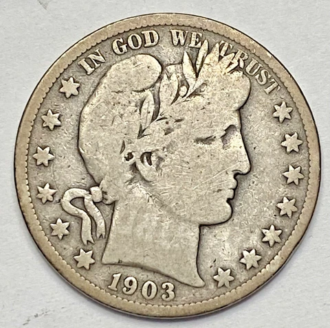 1903-S Barber Half Dollar Semi-Key Choice VG Detail -Lightly Wiped Tough Date! Cover