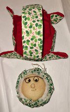 Primitive Mrs Claus Head Ornament and Cloth Basket- Handmade Christmas UTVL