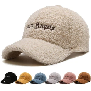 Women Winter Warm Adjustable Baseball Cap Wool Embroidered Logo Letters Dad Hats - Picture 1 of 18