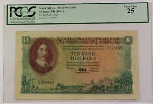 (1961) South Africa 10 Rand ND Reserve Bank Note SCWPM# 106a PCGS VF-25