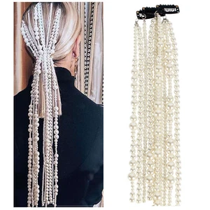 Extension capelli donna perle finte catena coda di cavallo nappa copricapo regalo bellezza - Foto 1 di 5