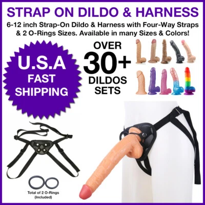 Juego de consolador y arnés con correa de 6-12 pulgadas con correas de cuatro vías y 2 tamaños de juntas tóricas Foto 1 de 4