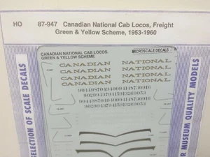 Canadian National Freight Cab Unit Diesels green & yellow Microscale Decal 947 - Picture 1 of 3