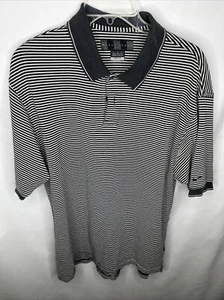 Nike Golf Polo Men’s L Black And White Stripes Rare VG - Picture 1 of 4