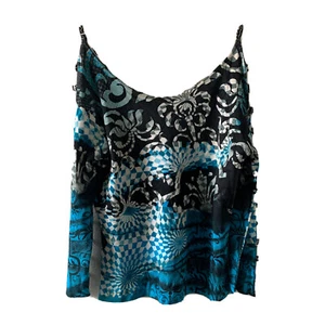 Alberto Makali Cold Shoulder Top Medium Multicolor Artsy Print Stretch Bluse - Bild 1 von 6