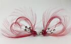 Mid-Century Vintage Feather and Rhinestone Earrings Pink Heart Shaped Japan Mod