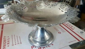 Vintage Farber Bros New York Krome Kraft Pedestal Candy Dish 6x11x11 - Picture 1 of 10