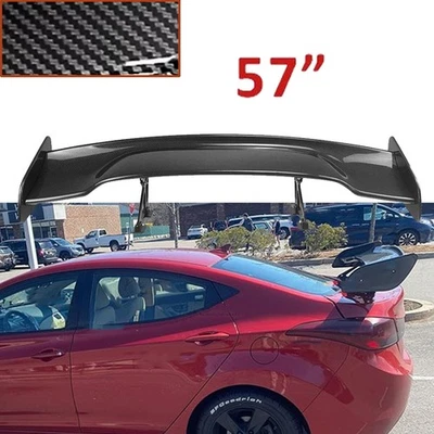 For Hyundai Elantra Sedan 57" GT Rear Trunk+Spoiler Wing Carbon Fiber Look Foto 1 de 4