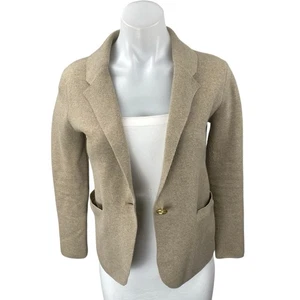 J.Crew Camille beige hellbraun geschrumpfter Langarm Pullover Blazer Mantel Jacke Gr. XXS - Bild 1 von 4
