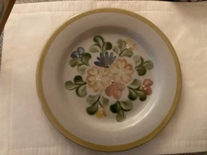 Louisville Pottery Set 4 Dinner Plates Country Flowers Yellow 11" - Picture 1 of 2