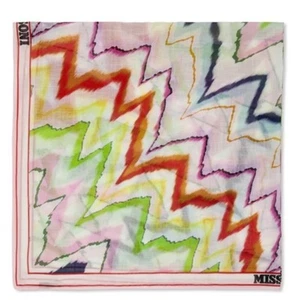 MISSONI SCIALLE COTONE LOGO ZIG ZAG MULTICOLORE PREZZO DI LISTINO ORIGINALE £234 #M4 - Foto 1 di 6