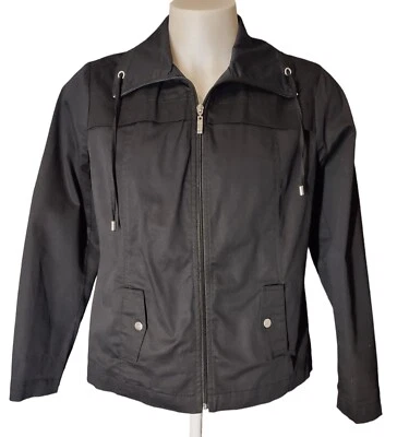 Studio Works куртка большой женщин полный молнии 2 кармана свет пальто спандекс черный _# - Изображение 1 из 4