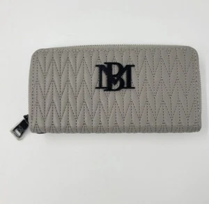Badgley Mischka Logo Continental Diamond Quilted Long Wallet Gray Classic - Picture 1 of 8