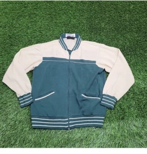 Vintage Wilson green/ ivory preppy varsity jacket soft zip sweatshirt. M - Picture 1 of 9