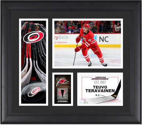 Teuvo Teravainen Carolina Hurricanes Framed 15x17 Collage & Piece of G-U Puck Cover