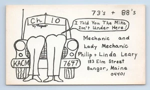 Lady Mechanic Leary Bangor Maine ME QSL Radio Card VTG Car Repair Butts Elm St - Picture 1 of 2