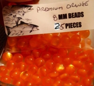 Pesca con mosca Premium Trucha/Salmón/Cuentas Cabeza de Acero 8 Mm 25Ct Naranja Señuelo Huevas de Huevo Foto 1 de 3